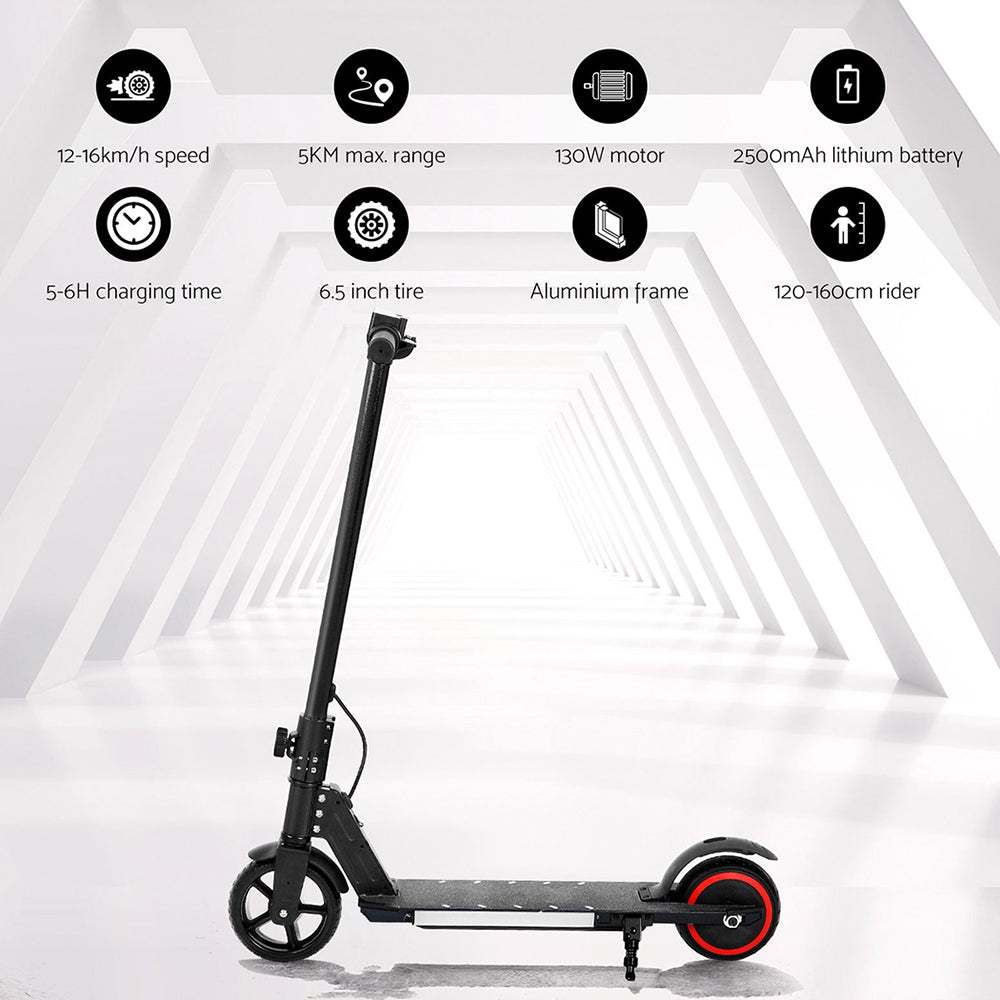 Folding Electric Scooter 130W 16KM/H LED Light Black