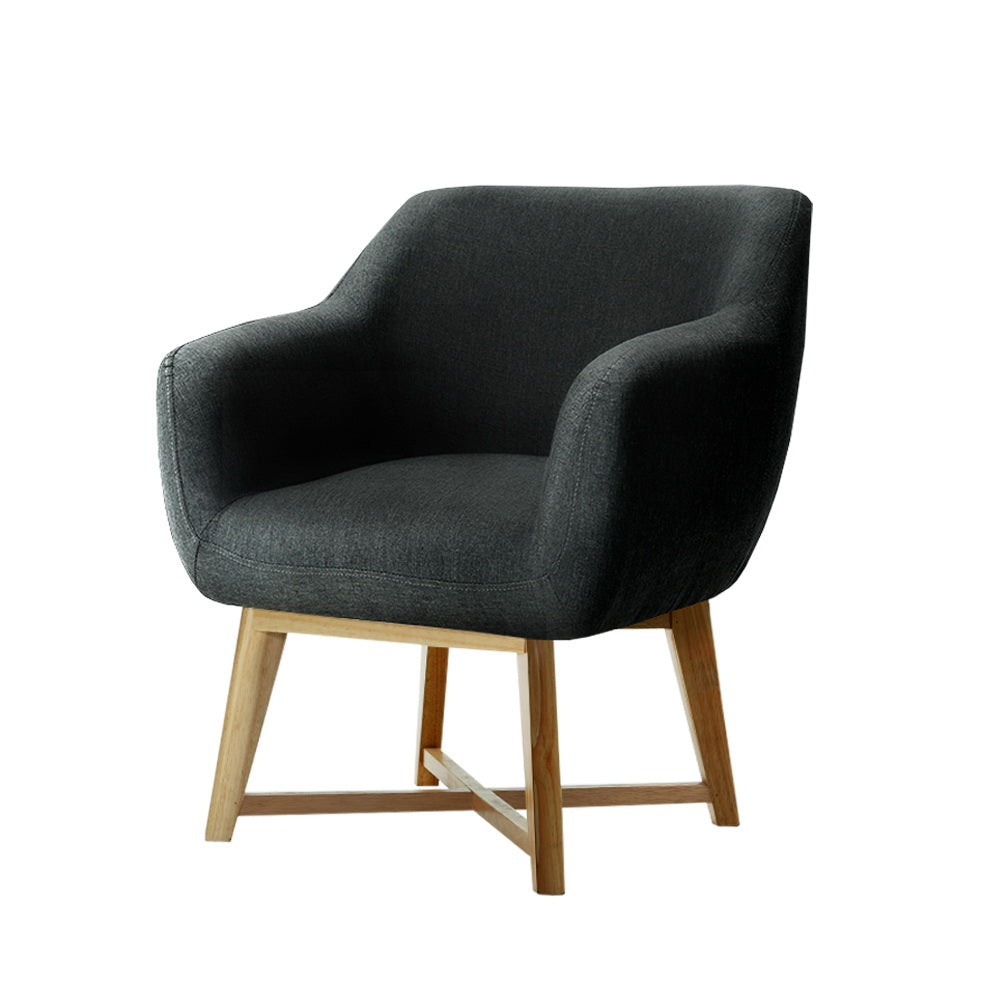 Aston Accent Armchair Tub Chair Charcoal Faux Linen