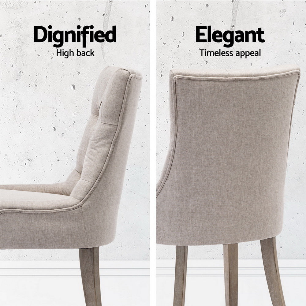Cayes Set of 4 French Provincial Dining Chairs Linen Beige