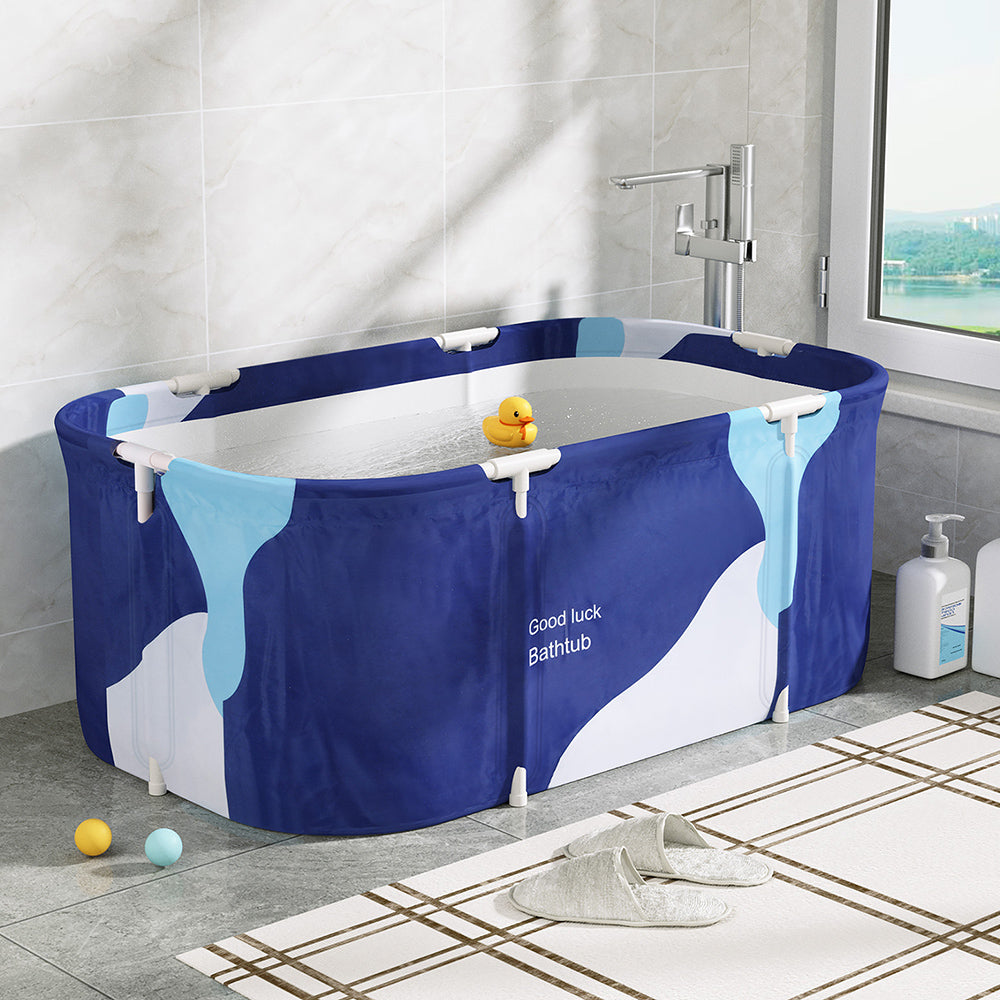 Weisshorn 114x62cm Foldable Bathtub Spa Bucket Navy Blue