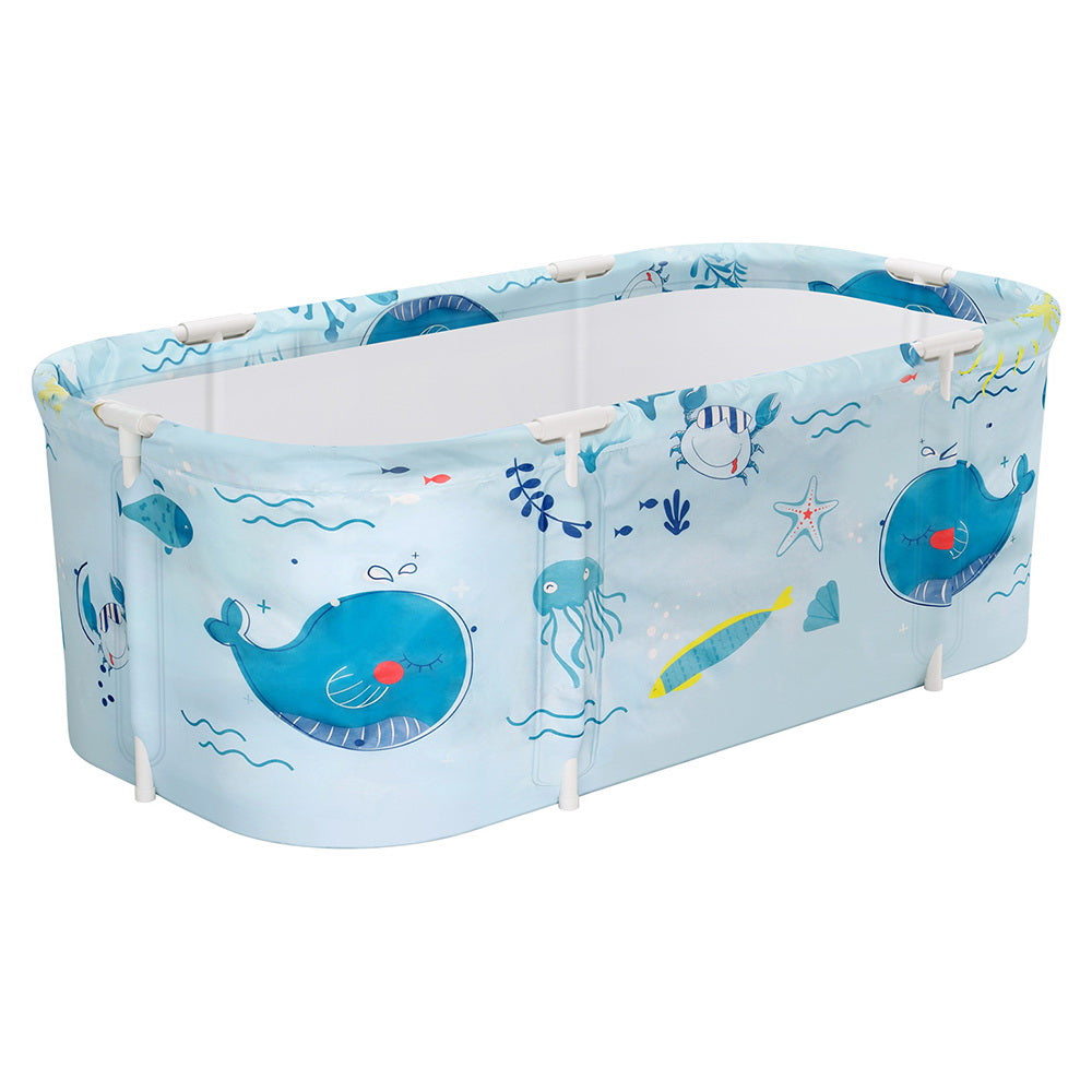 Weisshorn Foldable Bathtub PVC Spa Bucket Inflatable Cushion Blue 134x65cm