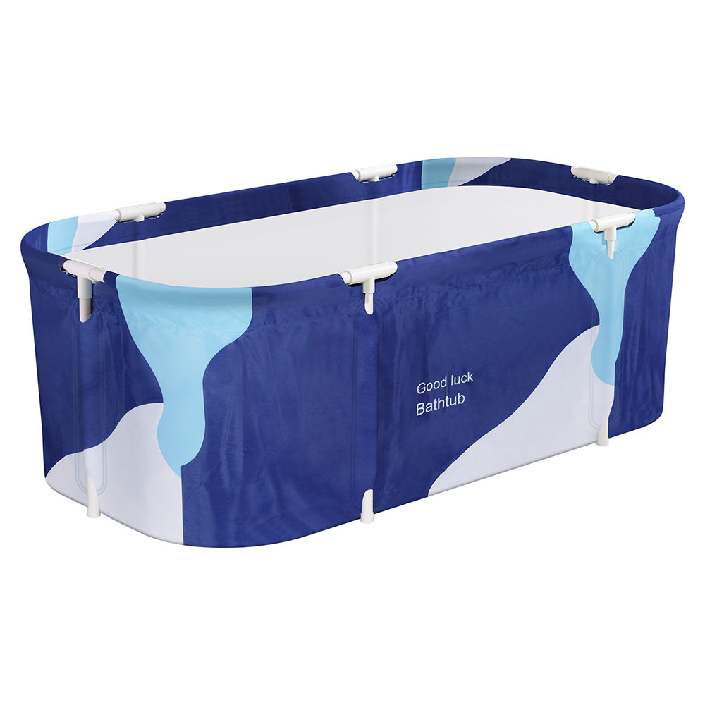 Weisshorn Foldable Bathtub 134x65cm PVC Spa Bucket Navy Blue