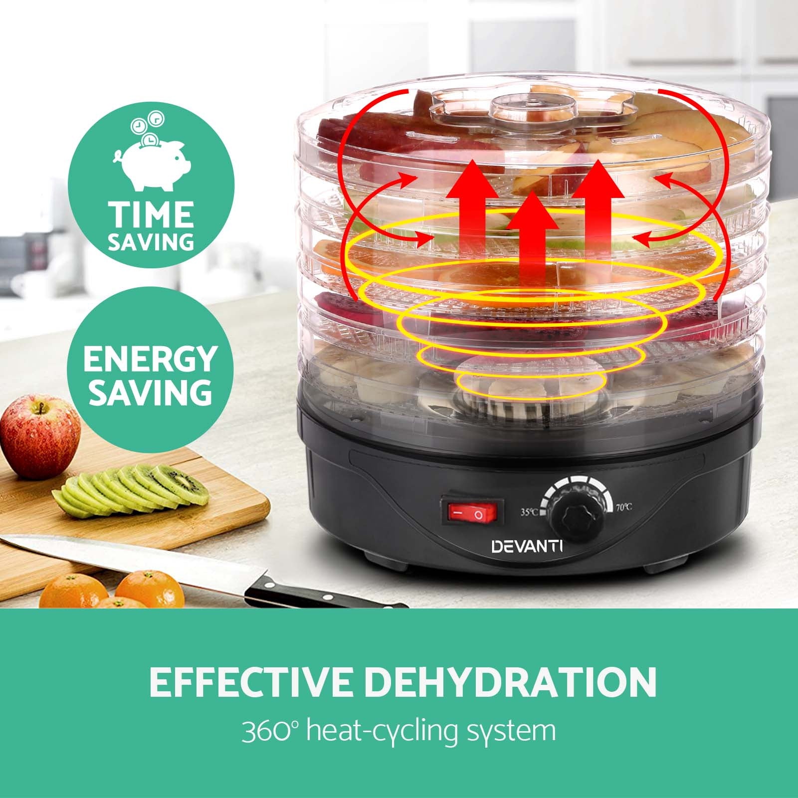 Devanti 5-Tray Food Dehydrator Black