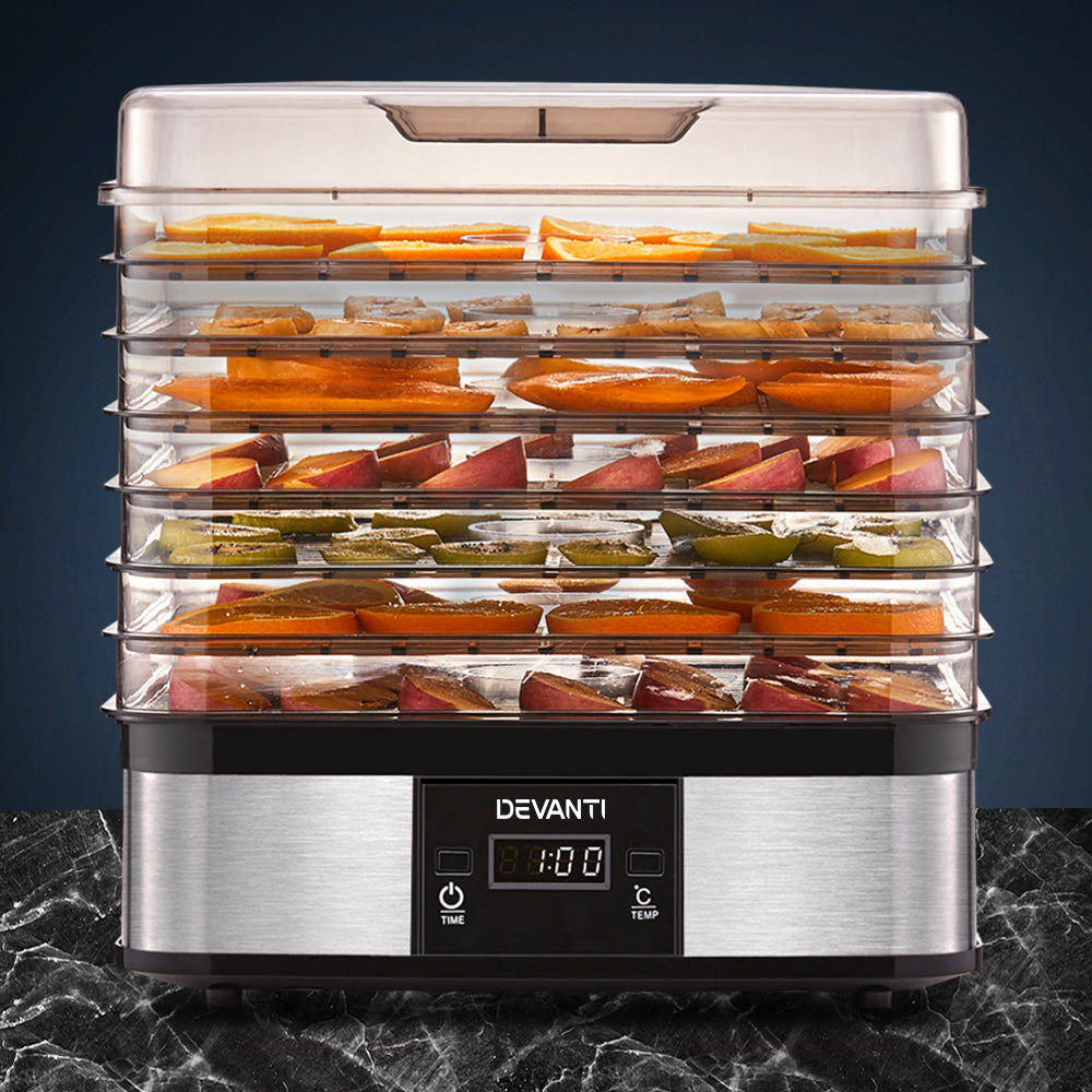 Devanti 7-Tray Food Dehydrator Stainless Steel Silver