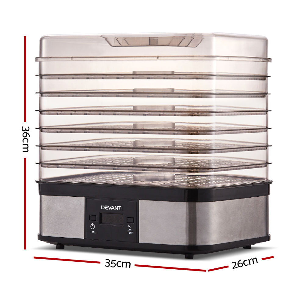 Devanti 7-Tray Food Dehydrator Stainless Steel Silver