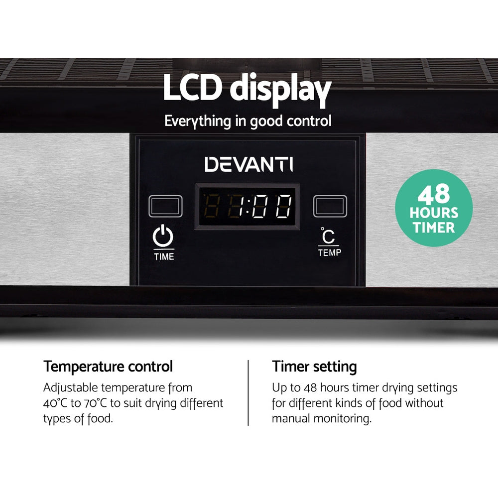 Devanti 7-Tray Food Dehydrator Stainless Steel Silver