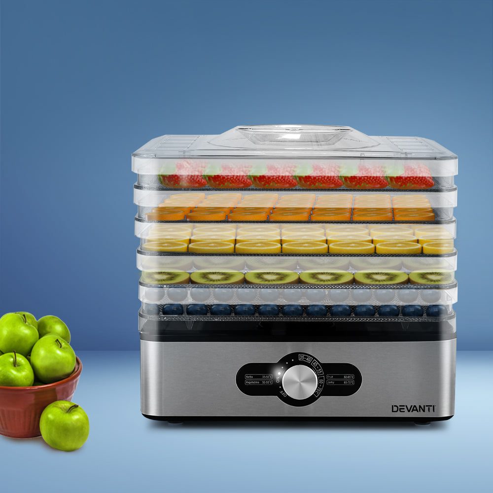 Devanti 5-Tray Food Dehydrator Stainless Steel Silver