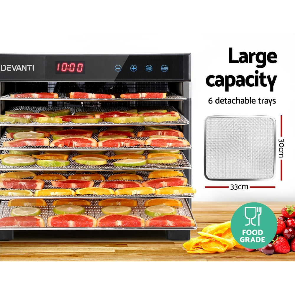 Devanti 6-Tray Food Dehydrator Stainless Steel