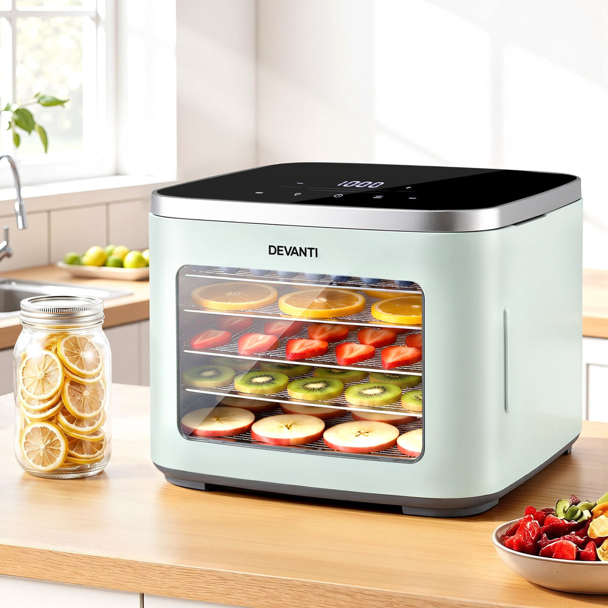 Devanti 5 Tray Food Dehydrator Machine Mini Fruit Dryer Green
