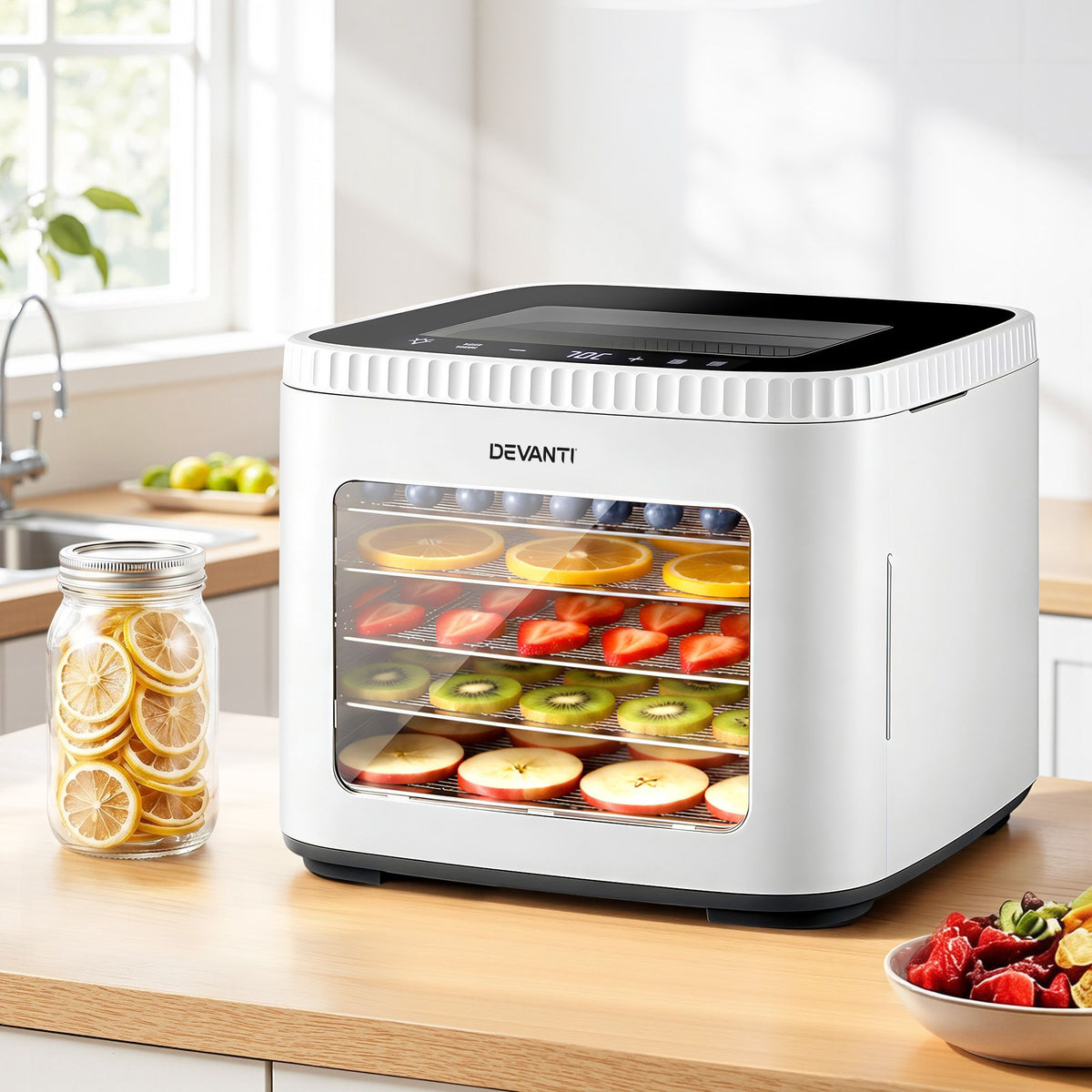 Devanti Food Dehydrator 5 Tray Mini Fruit Dryer White