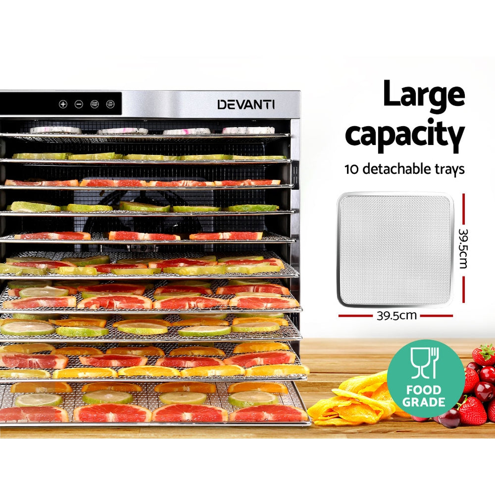 Devanti 10-Tray Food Dehydrator Stainless Steel