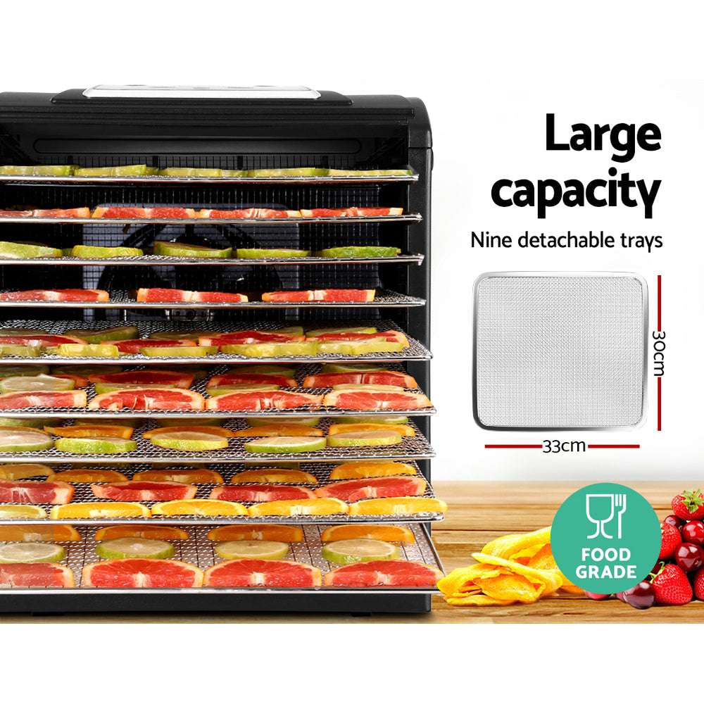 Devanti 9-Tray Food Dehydrator Stainless Steel Black
