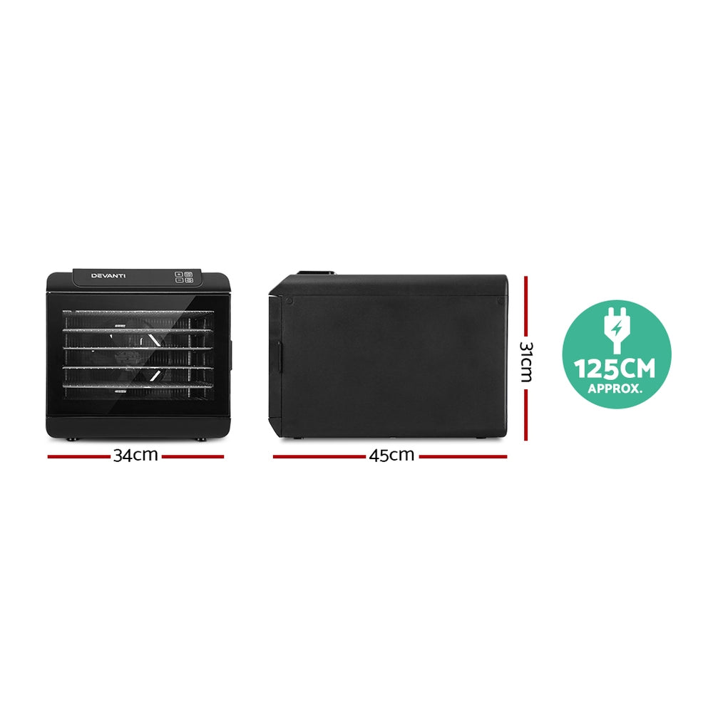 Devanti 6-Tray Food Dehydrator Stainless Steel Black