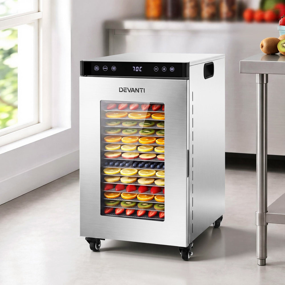 Devanti Food Dehydrator 16 Tray Stainless Steel Silver