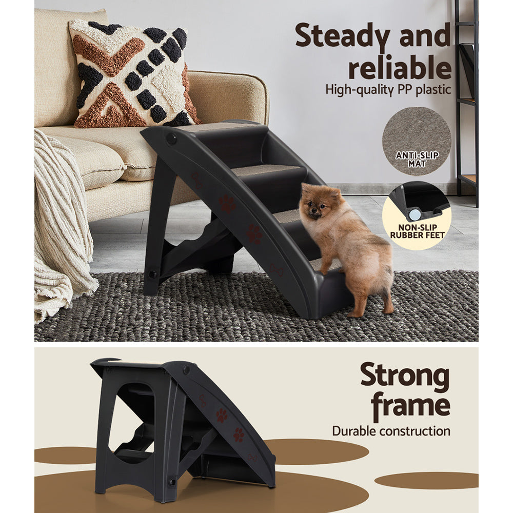 i.Pet Portable Foldable Dog Ramp Steps Black