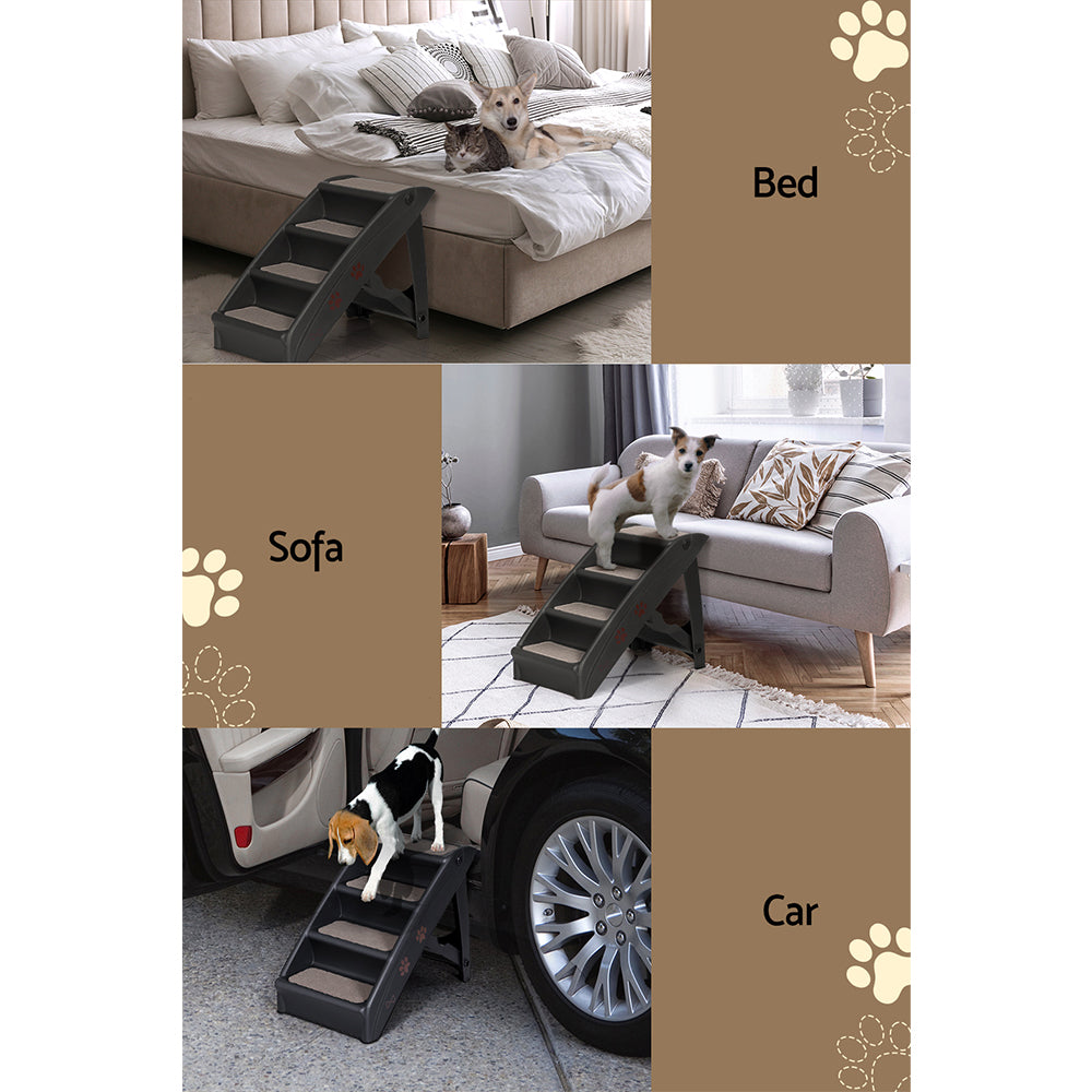 i.Pet Portable Foldable Dog Ramp Steps Black