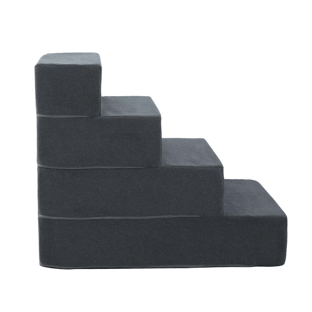 i.Pet 4-Step Dog Ramp Foam Portable Pet Stairs Dark Grey