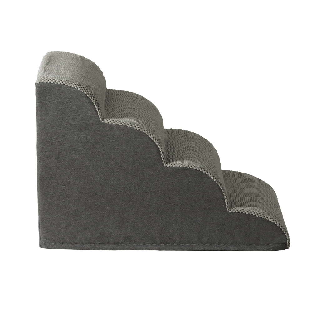 i.Pet 4 Tier Pet Stairs Foam Ramp Grey