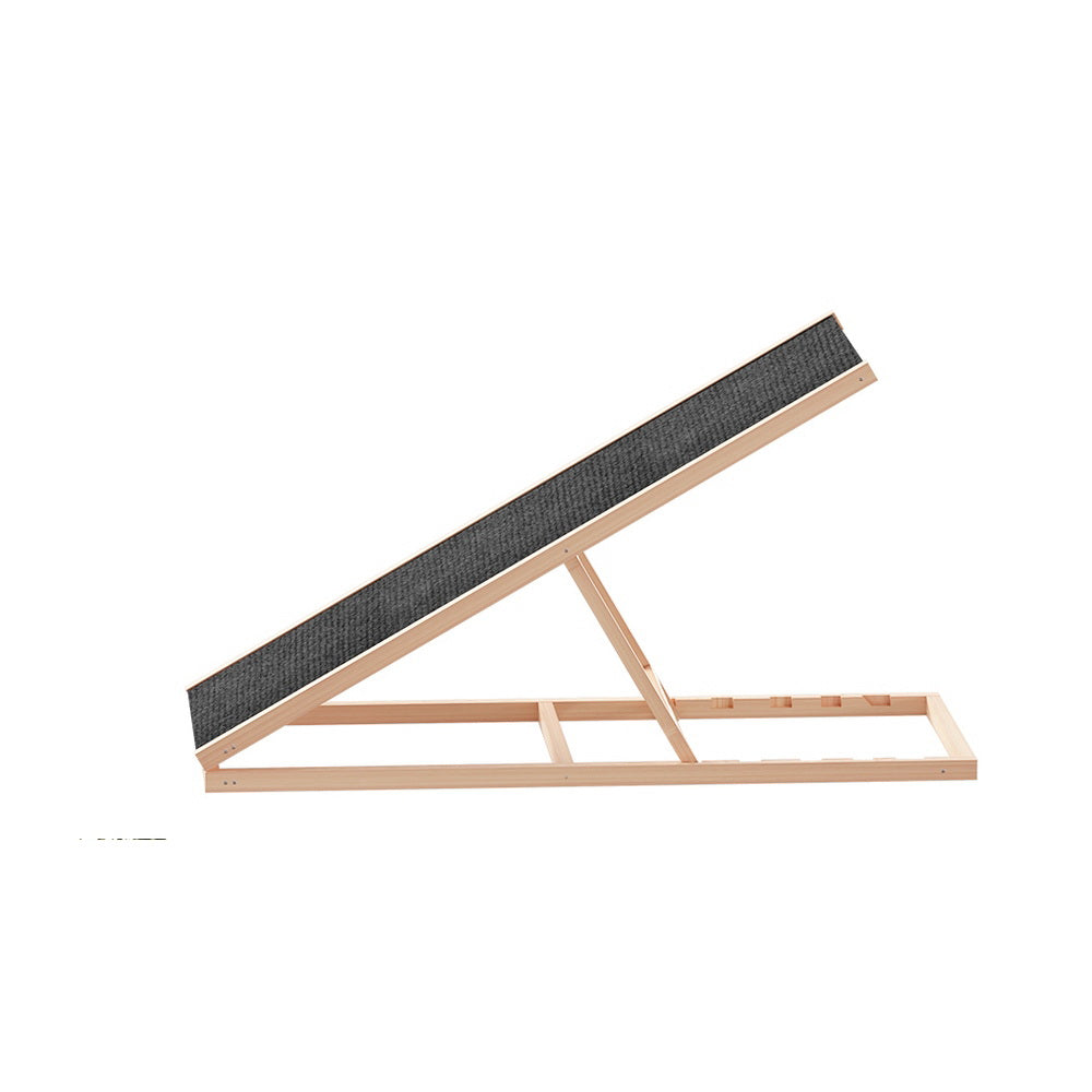 i.Pet 100cm Dog Ramp Adjustable Wooden Steps Foldable Pine/Dark Grey