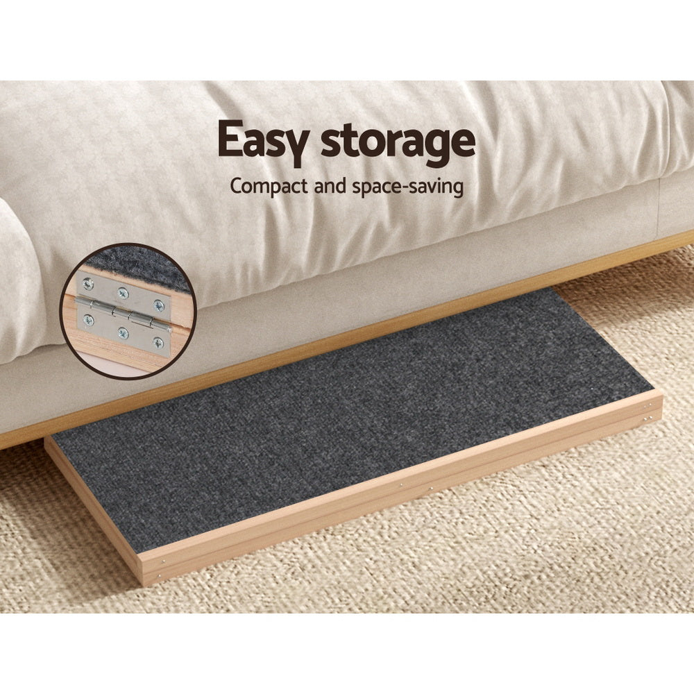 i.Pet 100cm Dog Ramp Adjustable Wooden Steps Foldable Pine/Dark Grey