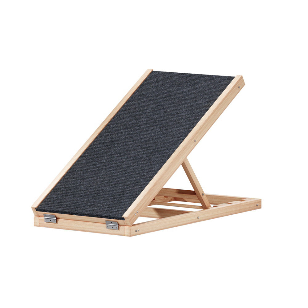 i.Pet 70cm Dog Ramp Adjustable Wooden Steps Foldable Pine/Dark Grey