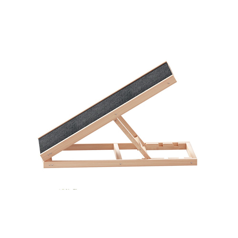 i.Pet 70cm Dog Ramp Adjustable Wooden Steps Foldable Pine/Dark Grey