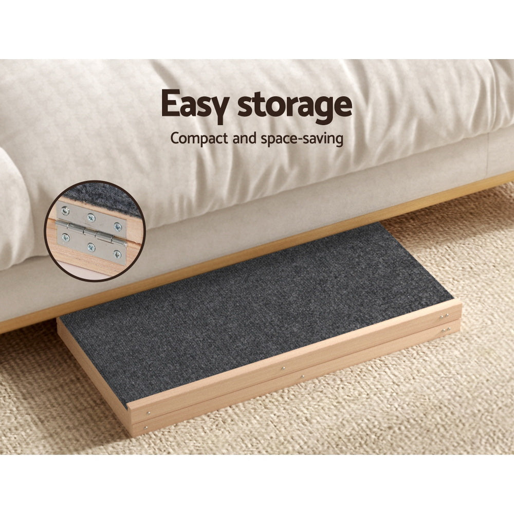 i.Pet 70cm Dog Ramp Adjustable Wooden Steps Foldable Pine/Dark Grey