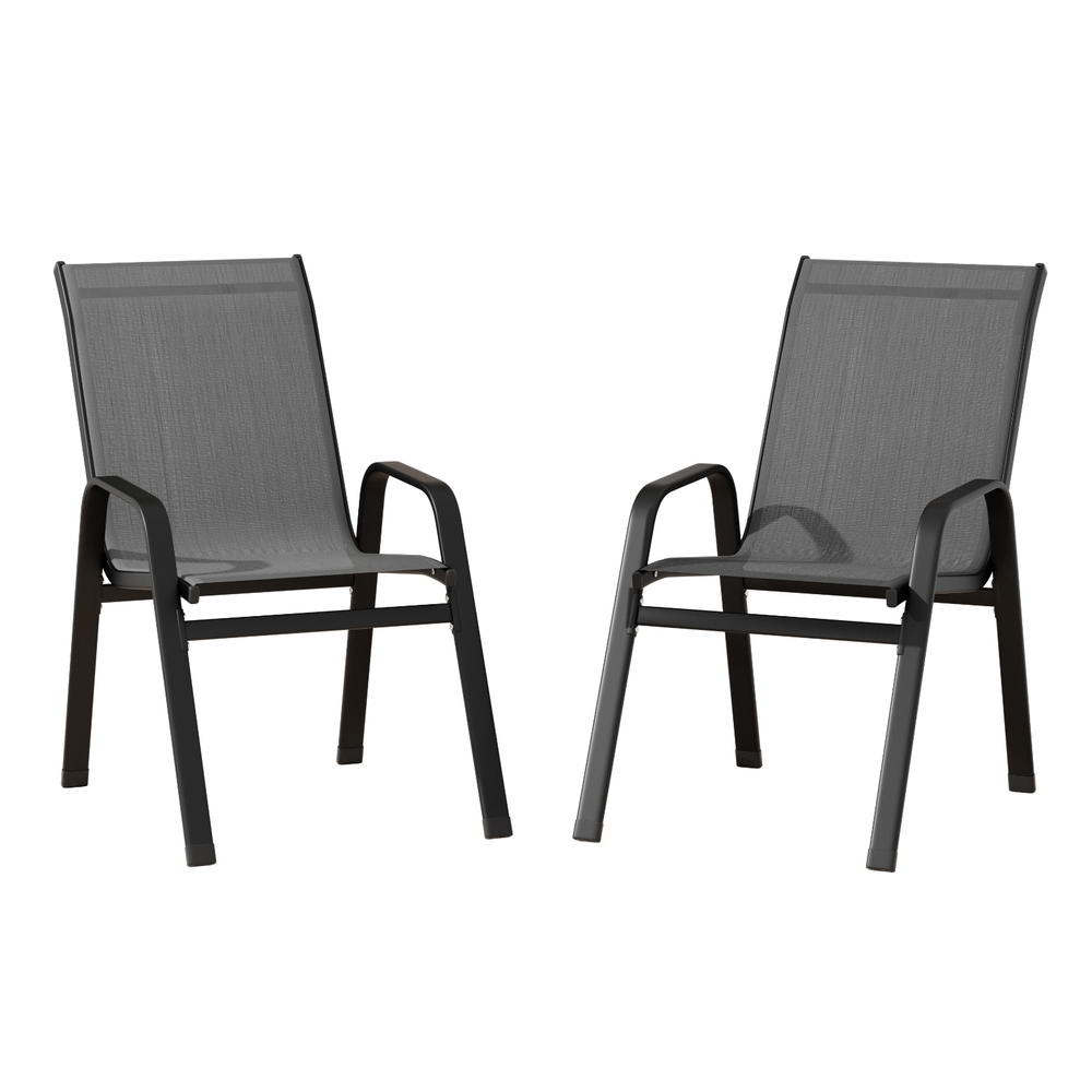 Gardeon Outdoor Stackable Dining Chairs Set of 2 Grey