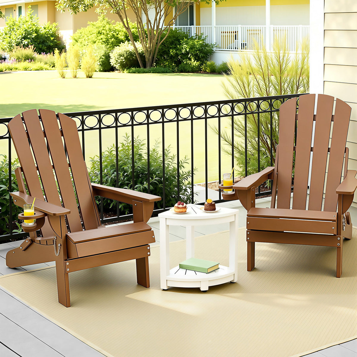 Gardeon 3-Piece HDPE Folding Adirondack Outdoor Chair and Table Set