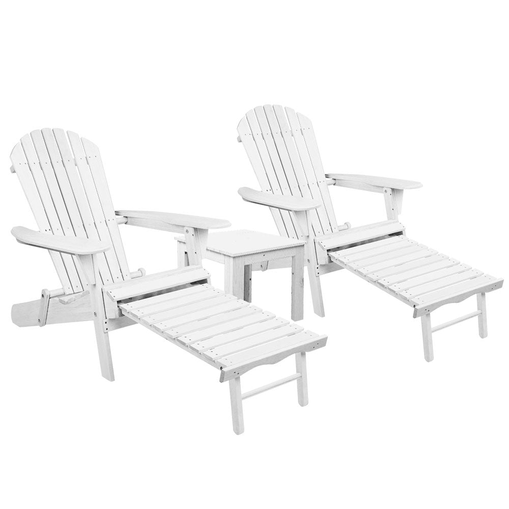 Gardeon 3PC Adirondack Outdoor Lounge Set White