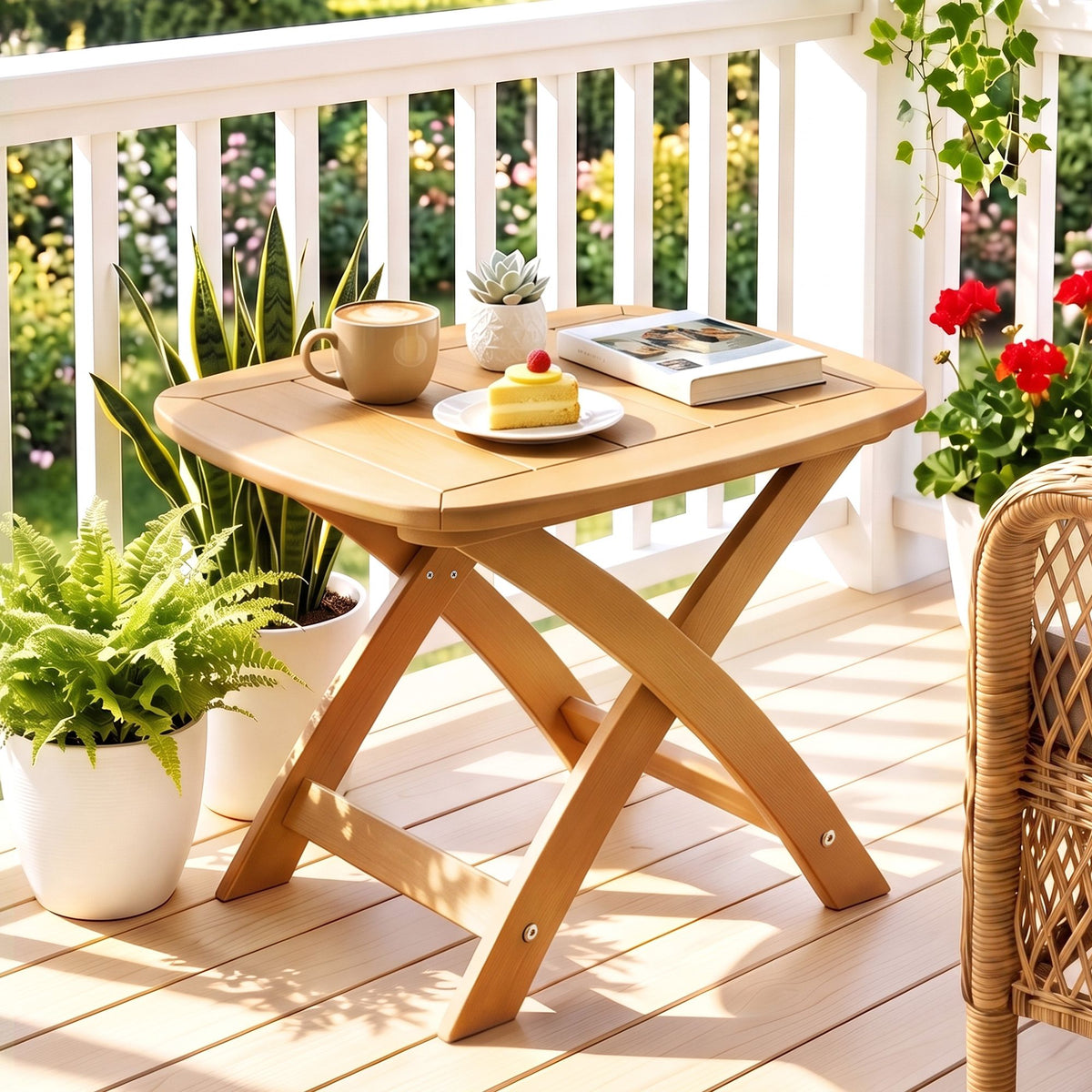 Gardeon HDPE Outdoor Coffee Side Table Natural