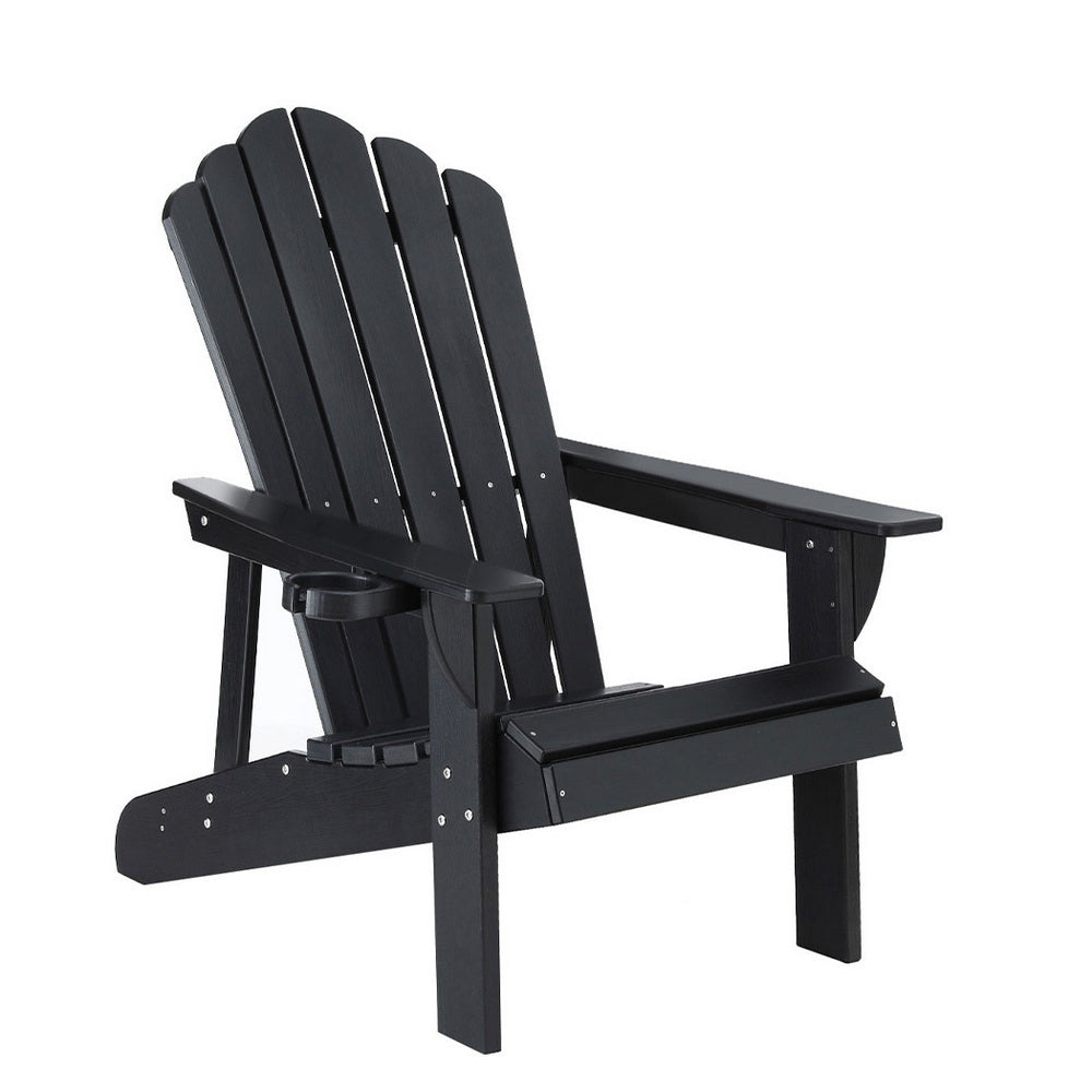 Gardeon Adirondack Outdoor Beach Chair HDPE Black