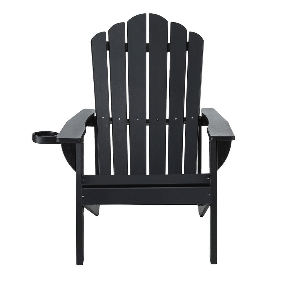Gardeon Black Adirondack Beach Chair HDPE Sun Lounge Outdoor Furniture