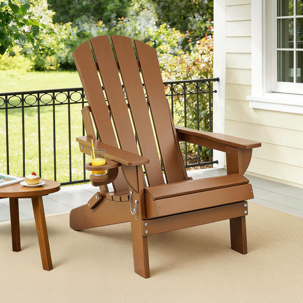 Gardeon Folding Adirondack Outdoor Chair HDPE Brown