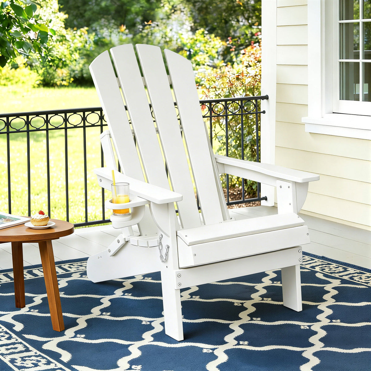 Gardeon Folding Adirondack Outdoor Beach Chair HDPE White