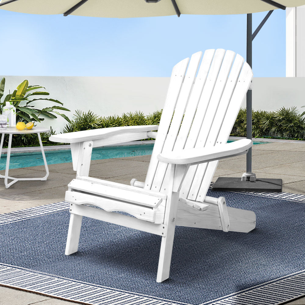 Gardeon Foldable Wooden Adirondack Outdoor Chair White