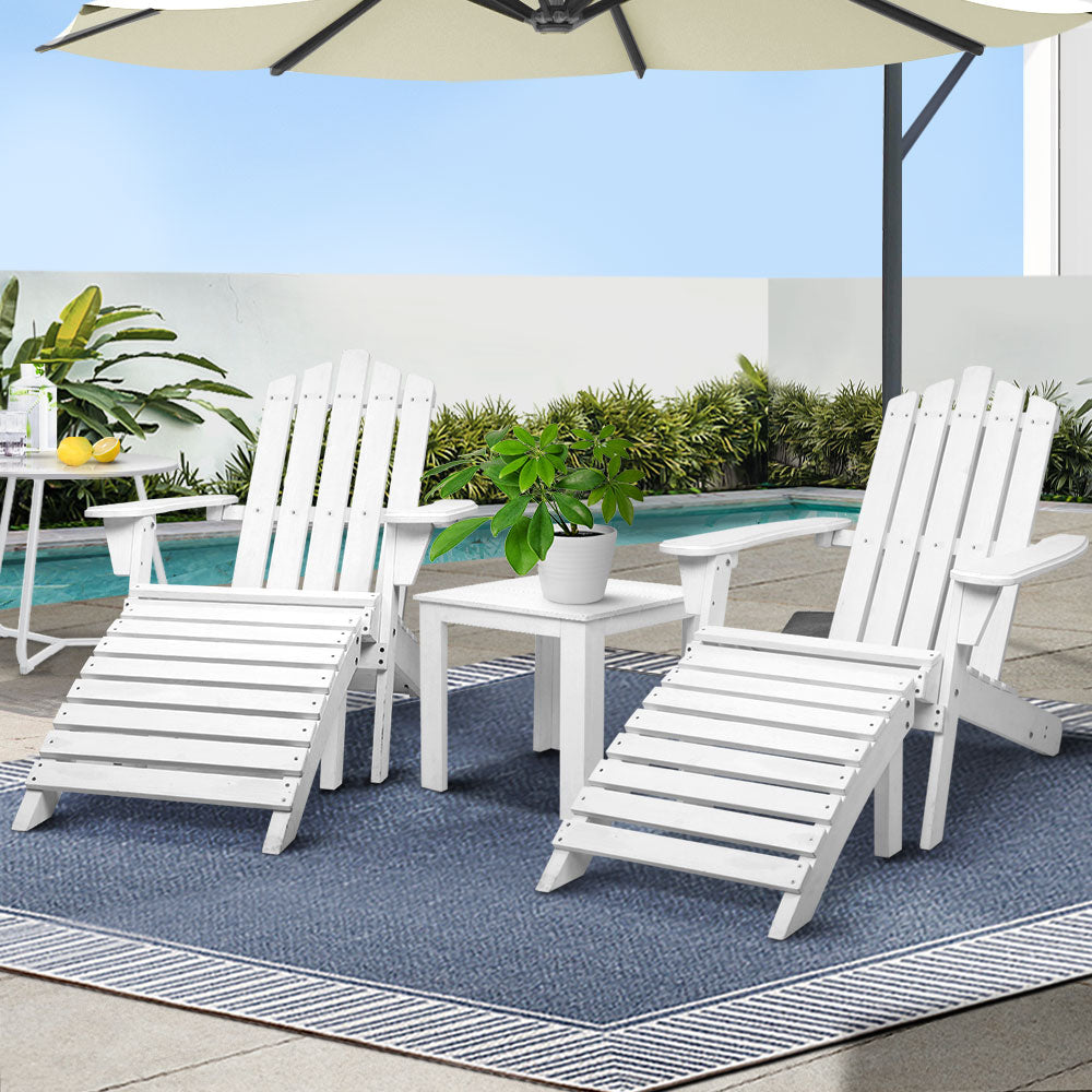 Gardeon 5 Piece Adirondack Outdoor Table and Chairs White