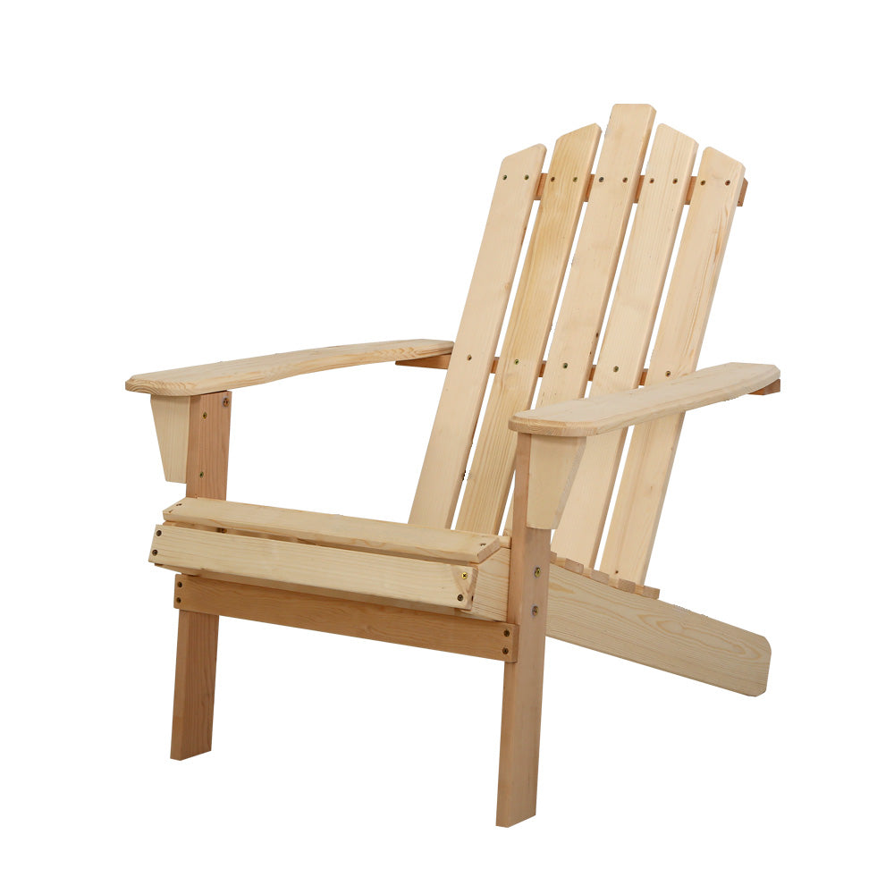 Gardeon Adirondack Wooden Beach Chair Natural Outdoor Furniture