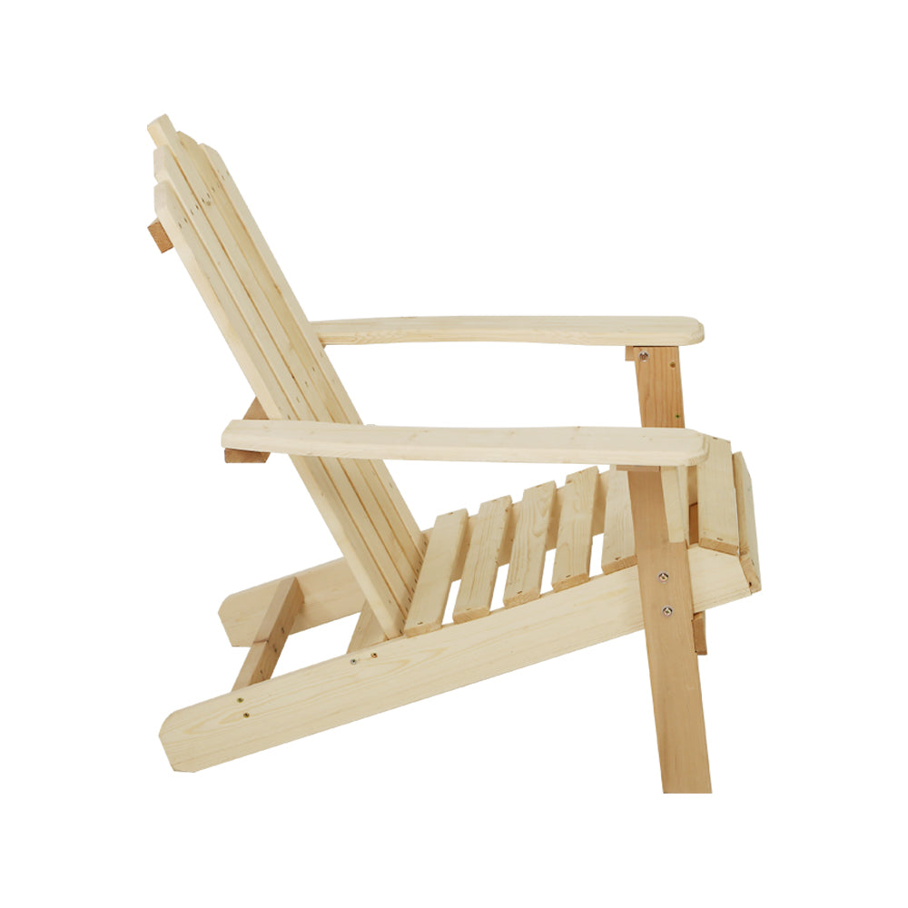 Gardeon Adirondack Wooden Beach Chair Natural Outdoor Furniture
