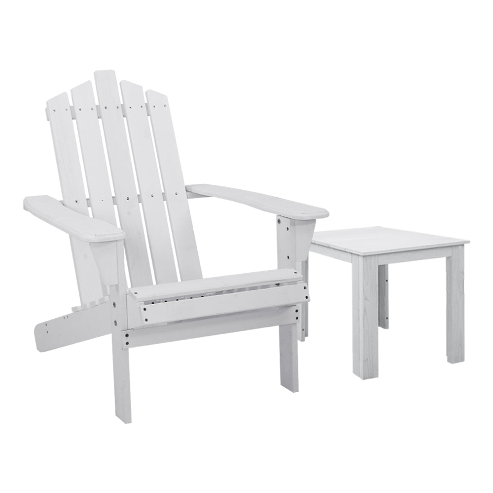 Gardeon 2 Piece Adirondack Outdoor Table and Chair Set White