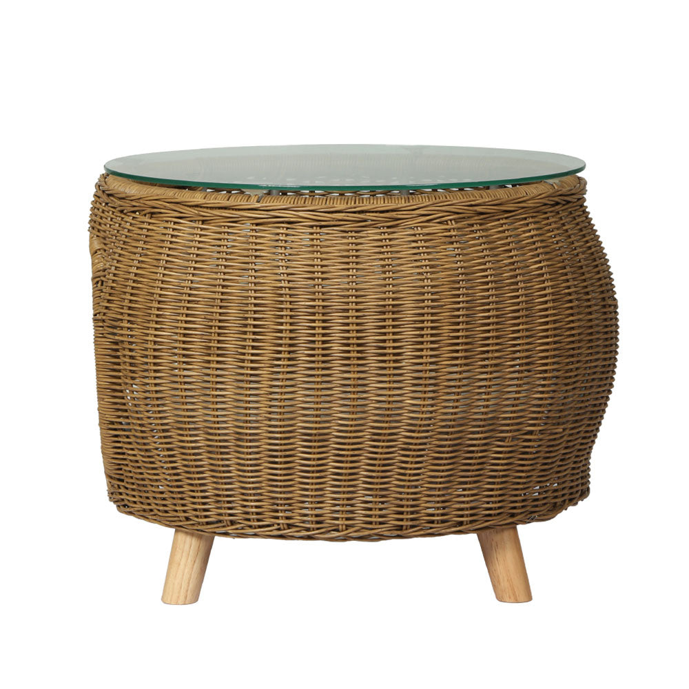 Gardeon Wicker Aluminium Coffee Side Table Pet Bed Yellow