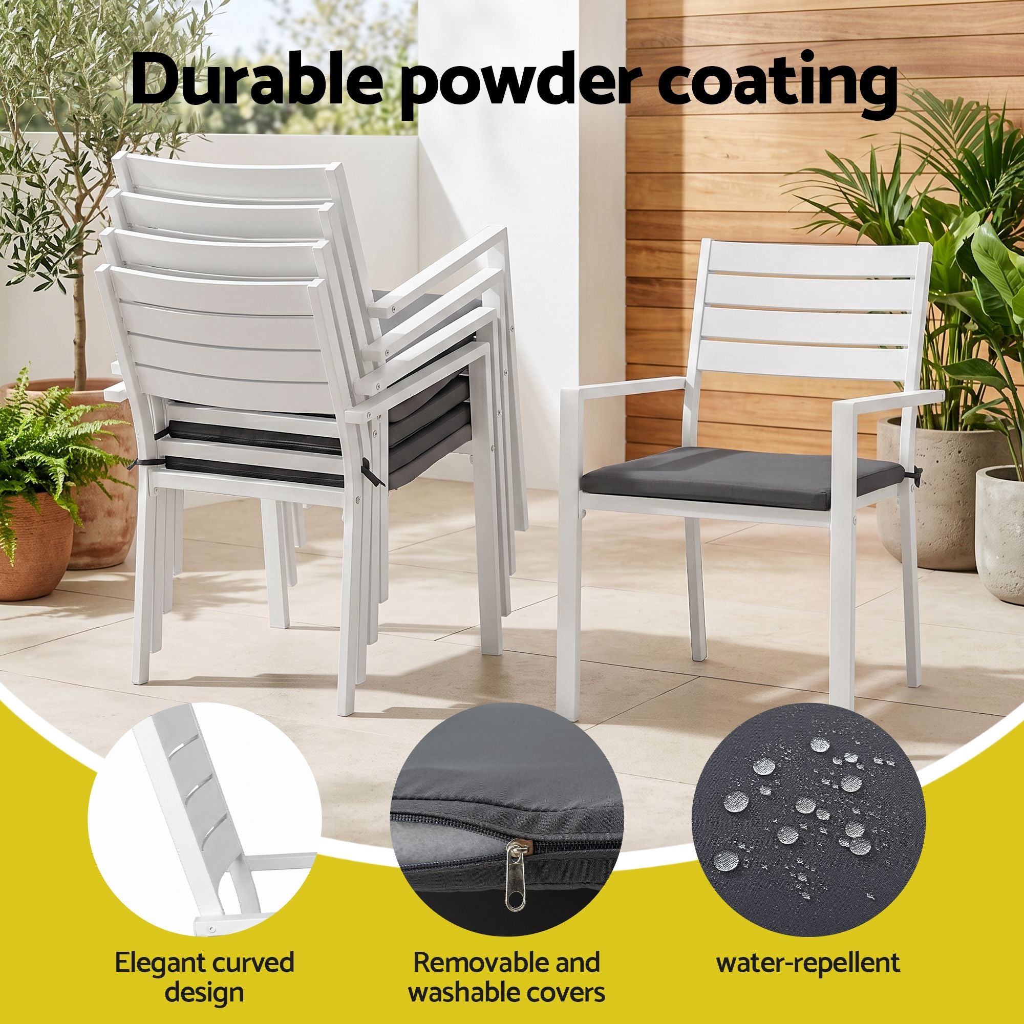 Gardeon Outdoor Dining Set 11PCS Aluminum Extendable Table and Chairs Patio Furniture White
