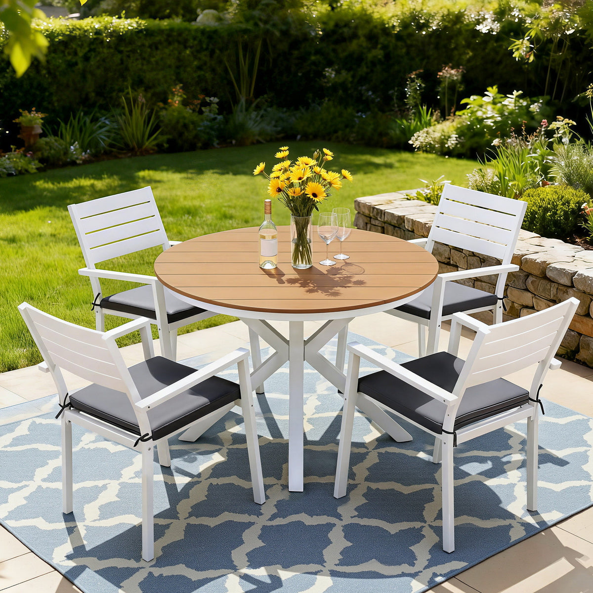 Gardeon 5 Piece Outdoor Dining Set Aluminium Frame WPC Tabletop