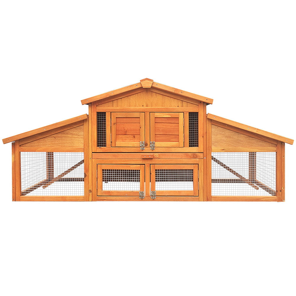 i.Pet Large Wooden Chicken Coop Rabbit Hutch 169cm Enclosed Play Area