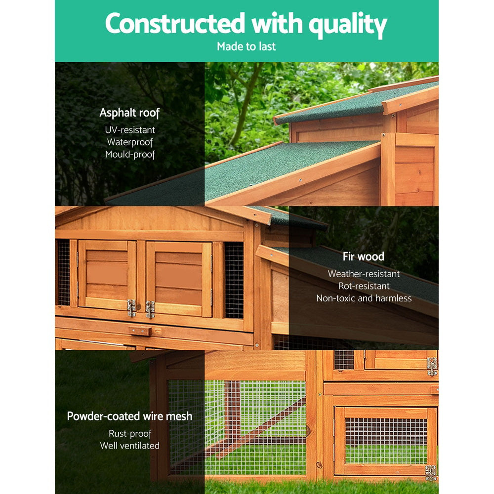 i.Pet Large Wooden Chicken Coop Rabbit Hutch 169cm Enclosed Play Area