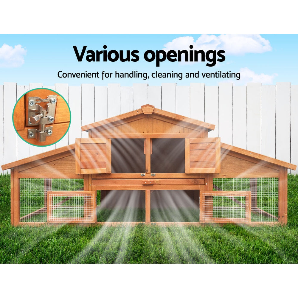 i.Pet Large Wooden Chicken Coop Rabbit Hutch 169cm Enclosed Play Area