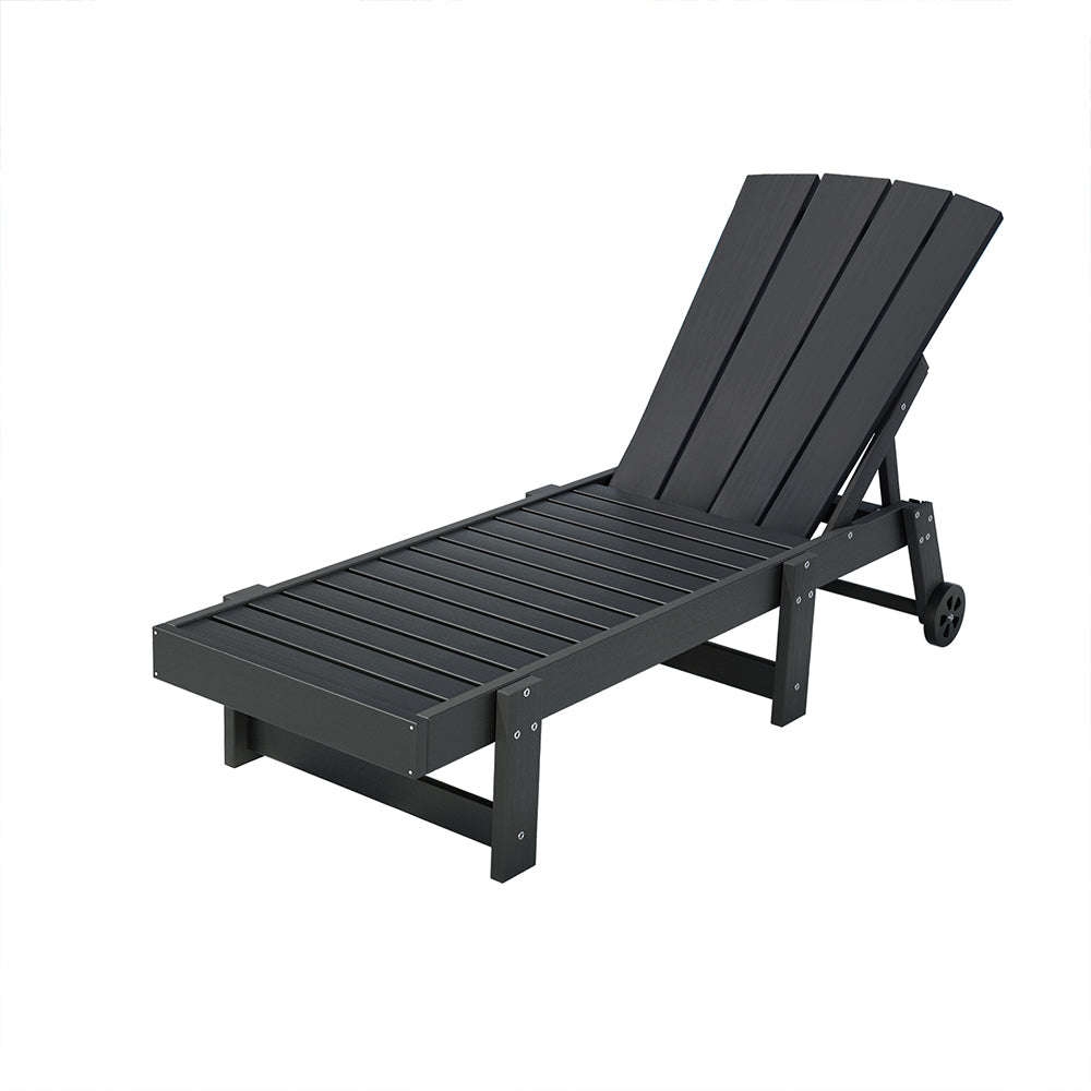 Gardeon Sun Lounger Beach Chair HDPE Outdoor Recliner Black