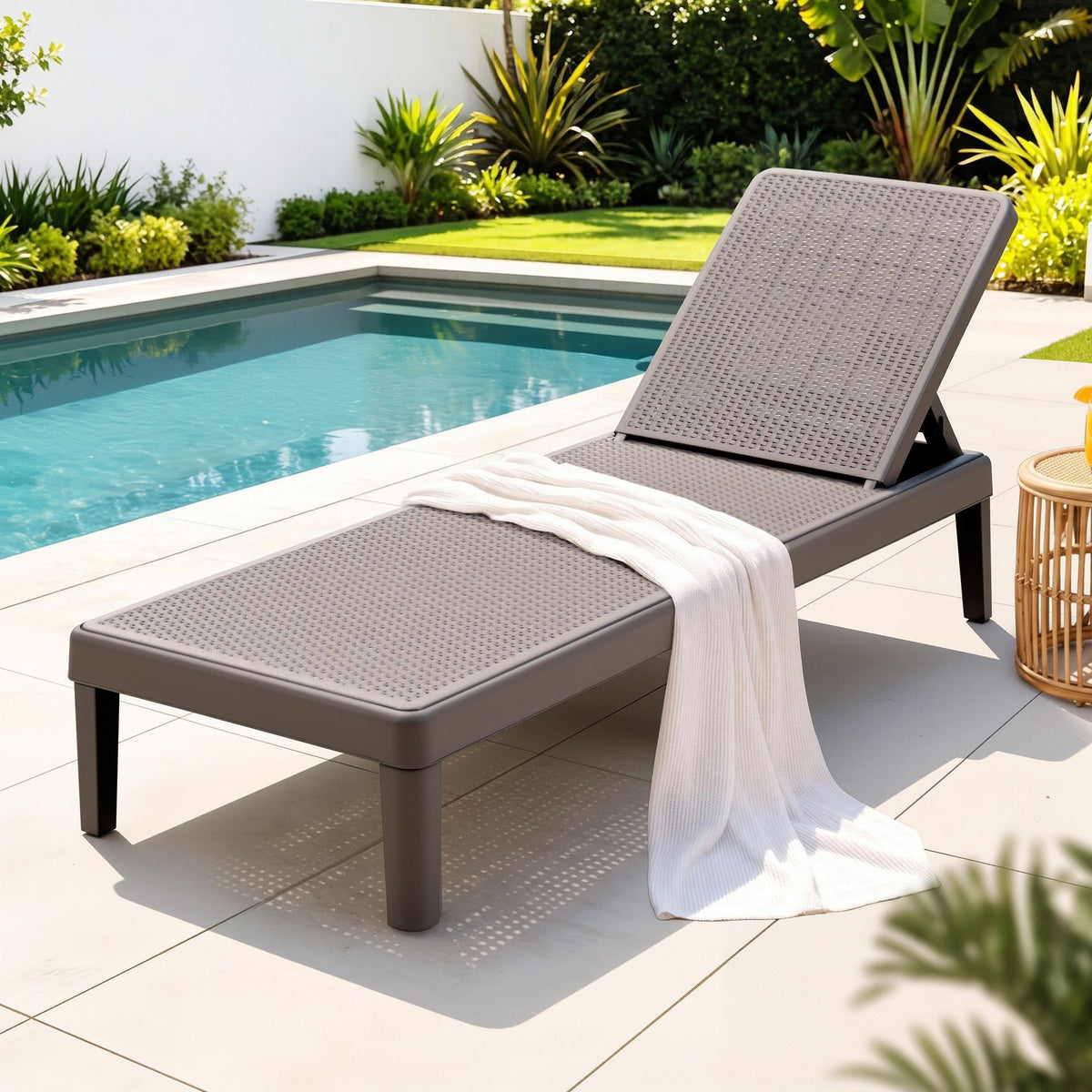 Gardeon Adjustable Sun Lounger Outdoor Recliner Brown