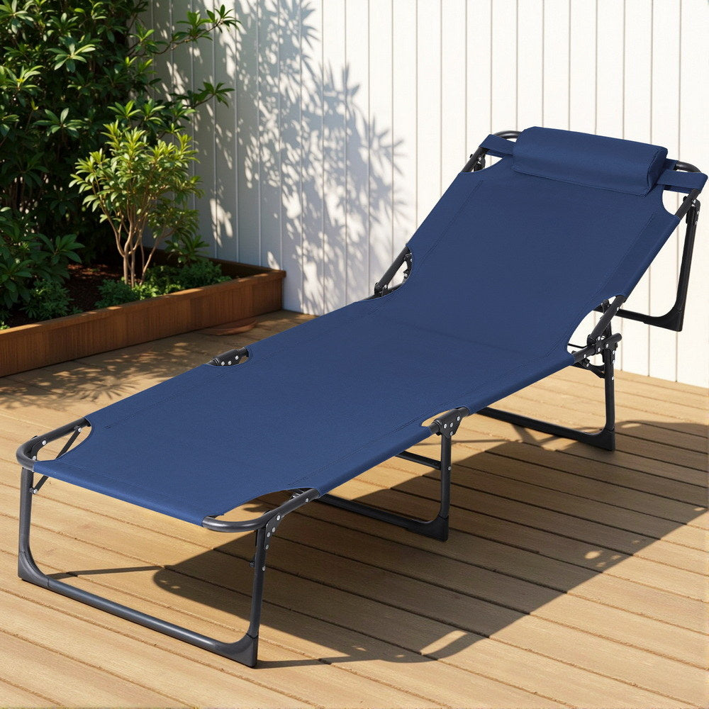 Gardeon Sun Lounger Folding Beach Chair Patio Outdoor Furniture