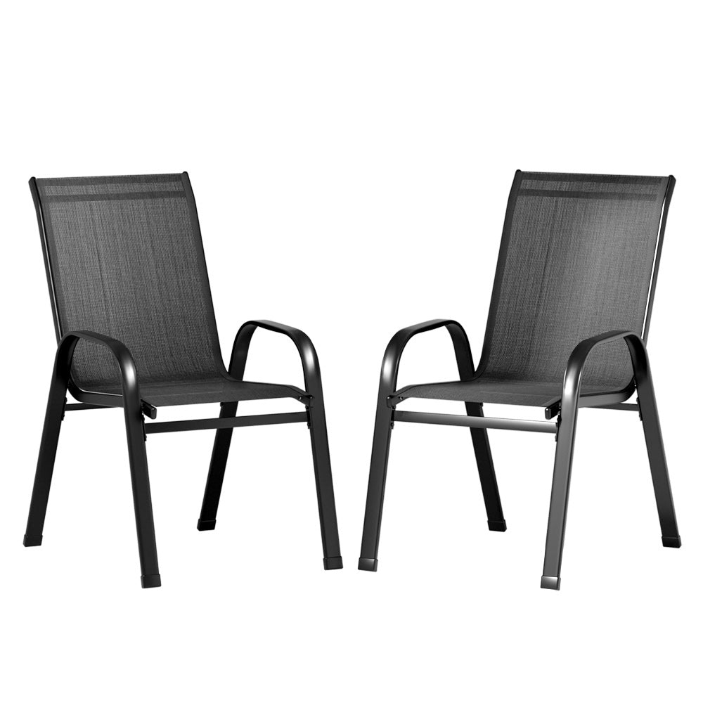 Gardeon Outdoor Stackable Dining Chairs 2PC Black